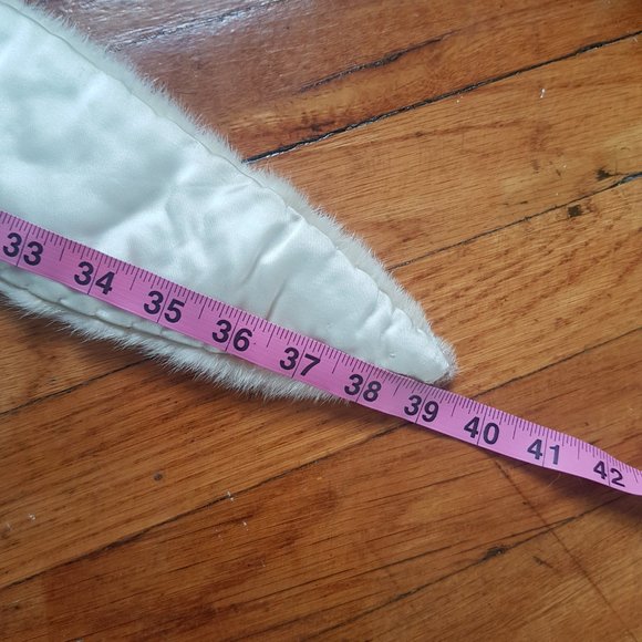 60s Vintage White Mink Fur Collar, Cream White Real Mink Fur Scarf - Picture 8 of 10